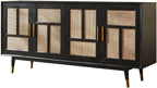 Entryway Cabinet Wooden Rattan Dining Sideboard Retro Home Wall Porch Cabinet Living Room Storage Cabinet Sideboard Storage Cabinet