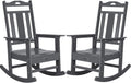 nalone Outdoor Rocking Chairs Set of 2, Oversized Porch Rocker Chair for Adult, All-Weather Resistant Patio Rocking Chair for Garden Lawn(Grey)