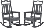 nalone Outdoor Rocking Chairs Set of 2, Oversized Porch Rocker Chair for Adult, All-Weather Resistant Patio Rocking Chair for Garden Lawn(Grey)
