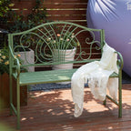 Garden Garden Double Bench, Indoor Balcony with Backrest Iron Chair, Outdoor Park Leisure Seating Seat