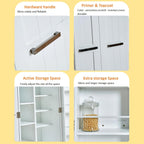 Kitchen Pantry Storage Cabinet with Doors, Freestanding Small Pantry with 5 Adjustable Shelves and 4 Door Racks, Food Storage Organizer for Kitchen Dining Room Craft Room, White`
