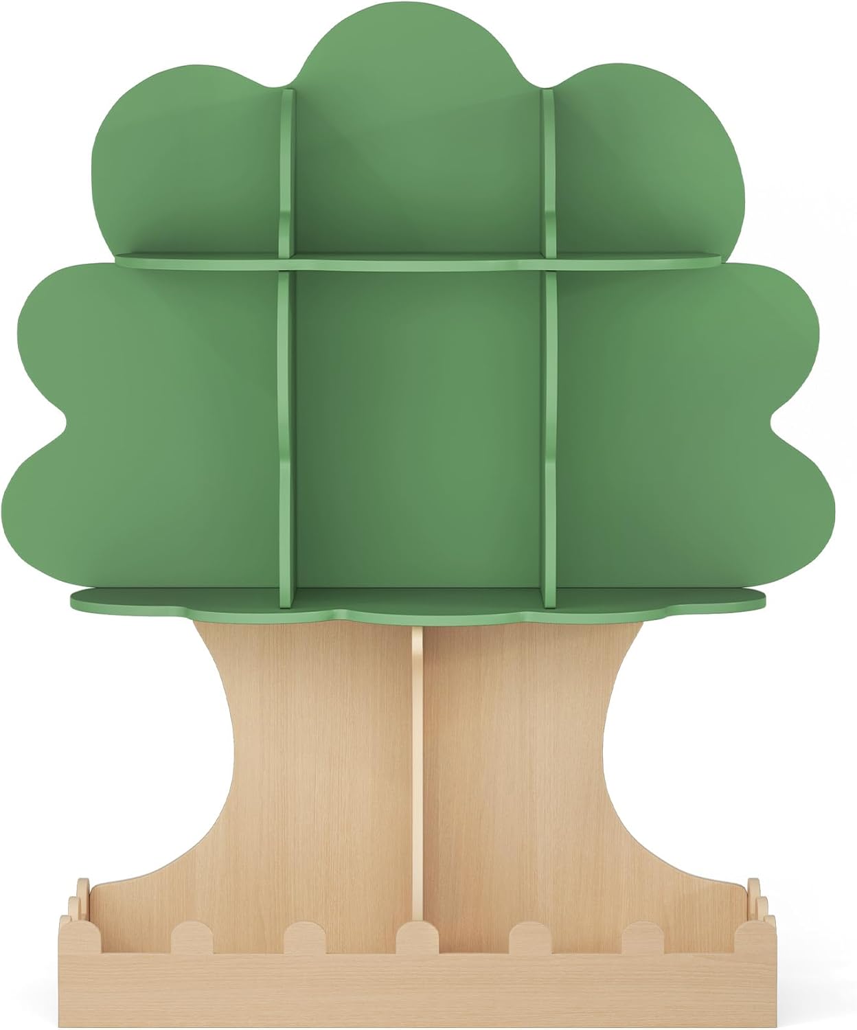 Curipeer Tree Kids Bookshelf with Bottom Fence, Toddler Bookshelf for Kids, Baby Montessori Bookshelf and Toy Storage, Wooden Bookcase, Book Shelf for Kids Rooms, Nursery, Bedroom, Playroom, Green