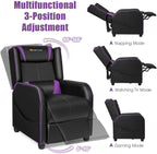 Goplus Massage Gaming Recliner Chair, Racing Style PU Leather Single Recliner Sofa with Footrest, Adjustable Modern Living Room Recliners, Ergonomic Home Theater Recliner Seat