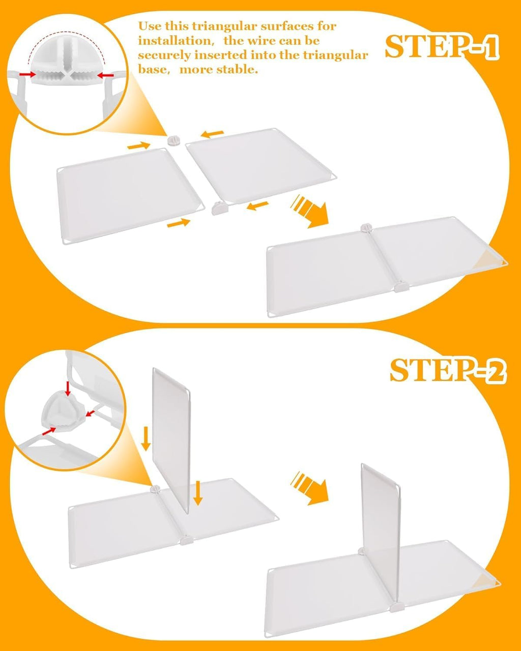 Shelf Dividers for Closet Organization, Portable Closet Shelf Divider, Closet Dividers for Shelves, Shelf Separators, Easy Access and Storage, Fits Wire Shelves and Wooden Boards 3pack