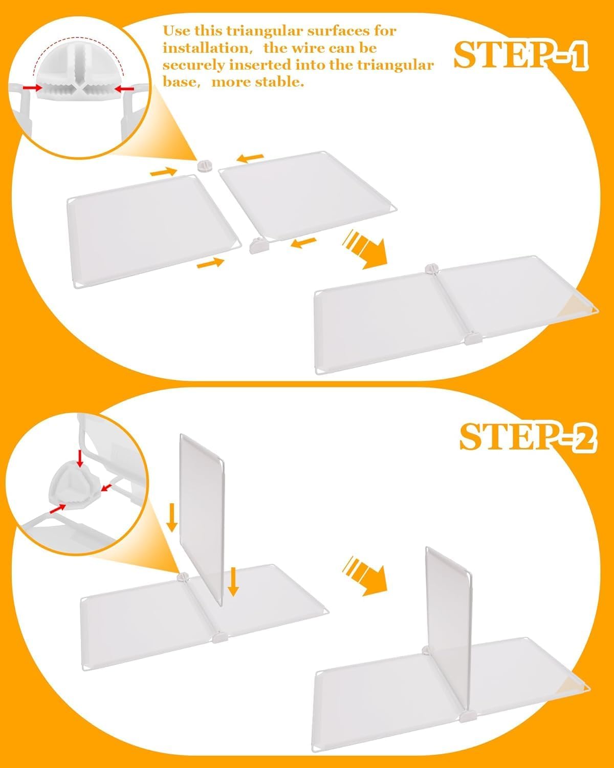 Shelf Dividers for Closet Organization, Portable Closet Shelf Divider, Closet Dividers for Shelves, Shelf Separators, Easy Access and Storage, Fits Wire Shelves and Wooden Boards 3pack
