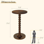 Fultyle Round Side Table, Small Drink Table for Small Spaces, Modern Accent Nightstand with Solid Wood Leg for Living Room, Bedroom, Corners, and Office (Rustic Brown)