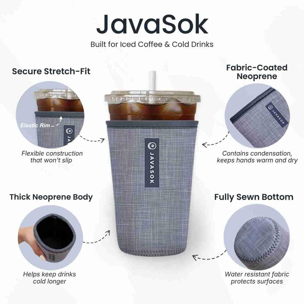 Sok It JavaSok Iced Coffee & Cold Soda Insulated Neoprene Cup Sleeve (Good Day Sunshine, Medium: 22-28oz)