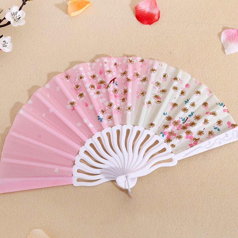 4pcs Floral Folding Hand Fan Vintage Retro Plastic Handheld Fans Folding Fan Wedding Dancing Church Party