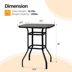 VINGLI 32" Outdoor Patio Bar Height Table, Square Tempered Glass Metal Table for Patio, Backyard, Poolside and Garden (Black)…