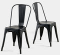 Metal Dining Chairs Set of 2 Iron Stackable Indoor Metal Chair,Easy Clean,Industrial/Kitchen Dining Room/Apartment/Matte Midnight Black