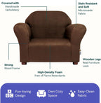 Roundy Toddler Armchair with Soft Microsuede Upholstery Durable Wooden Frame, Ergonomic Design, Fully Assembled, Comfortable Kids Chair for Ages 2-5, Ideal for Bedroom, Playroom & Daycare Use.