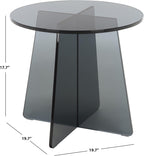 SAFAVIEH Furniture - Latika Tinted Accent Table - Grey Tinted Glass - Fully Assembled - Ideal for Living Room, Bedroom, 19.7" W x 19.7" D x 17.7" H (ACC7301A)