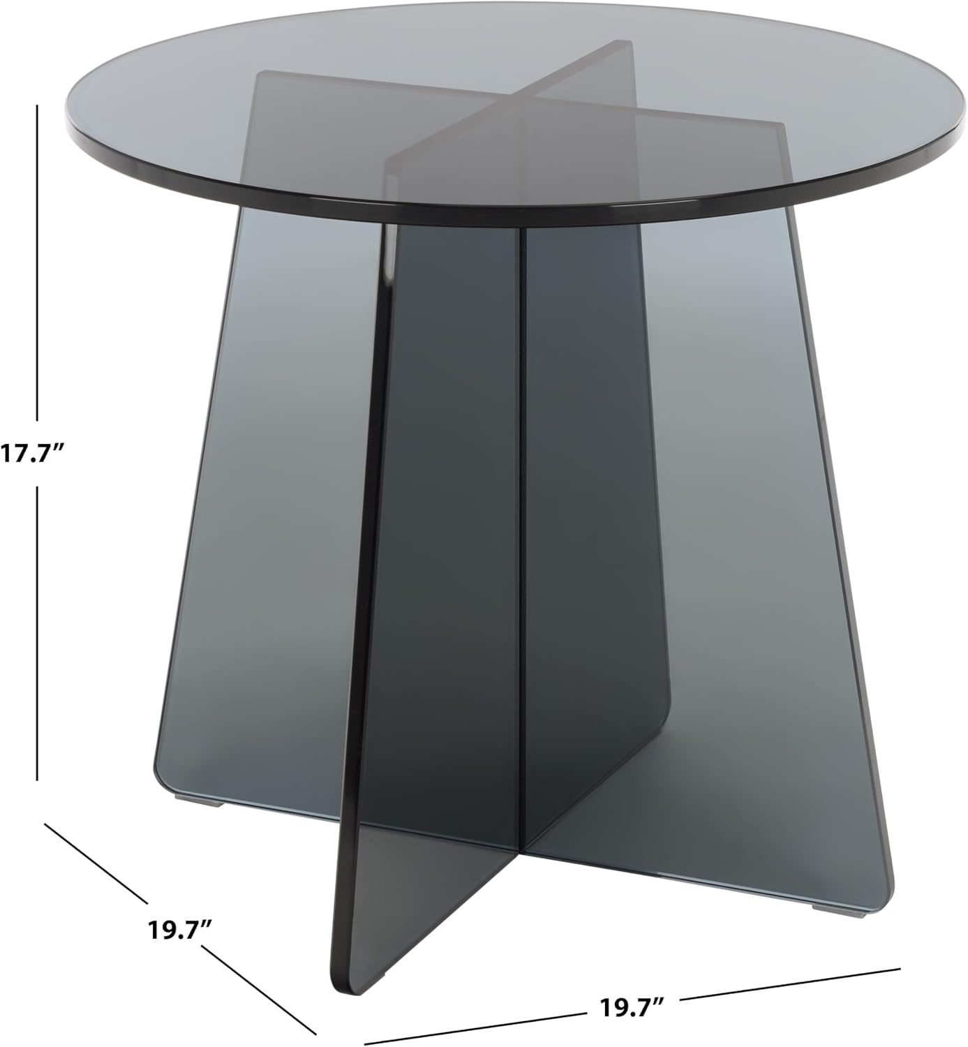 SAFAVIEH Furniture - Latika Tinted Accent Table - Grey Tinted Glass - Fully Assembled - Ideal for Living Room, Bedroom, 19.7" W x 19.7" D x 17.7" H (ACC7301A)