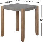 Alaterre Furniture Newport Living Room Collection – 21” Square End Table with Faux Concrete Top with Light Amber Wood Frame – Modern Rustic Industrial Side Table for Bedroom or Lounge (Concrete Gray)