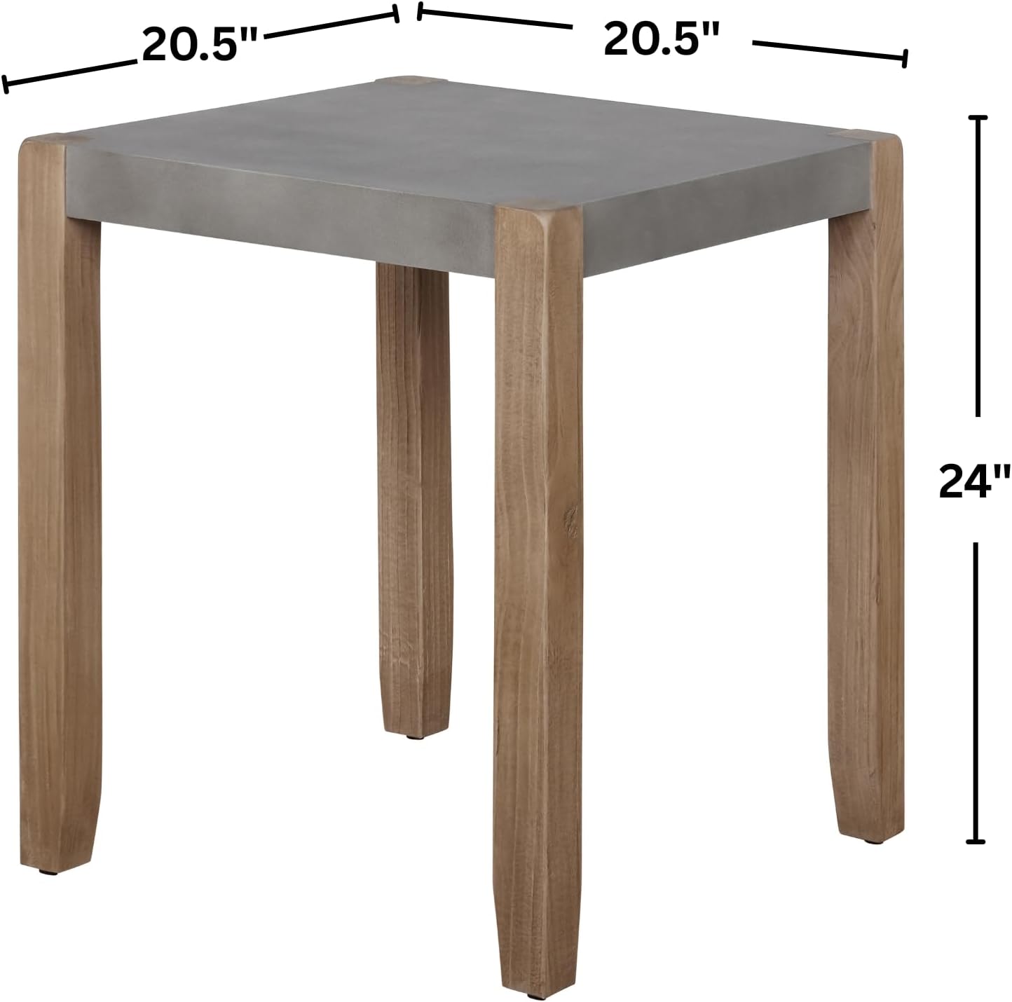 Alaterre Furniture Newport Living Room Collection – 21” Square End Table with Faux Concrete Top with Light Amber Wood Frame – Modern Rustic Industrial Side Table for Bedroom or Lounge (Concrete Gray)