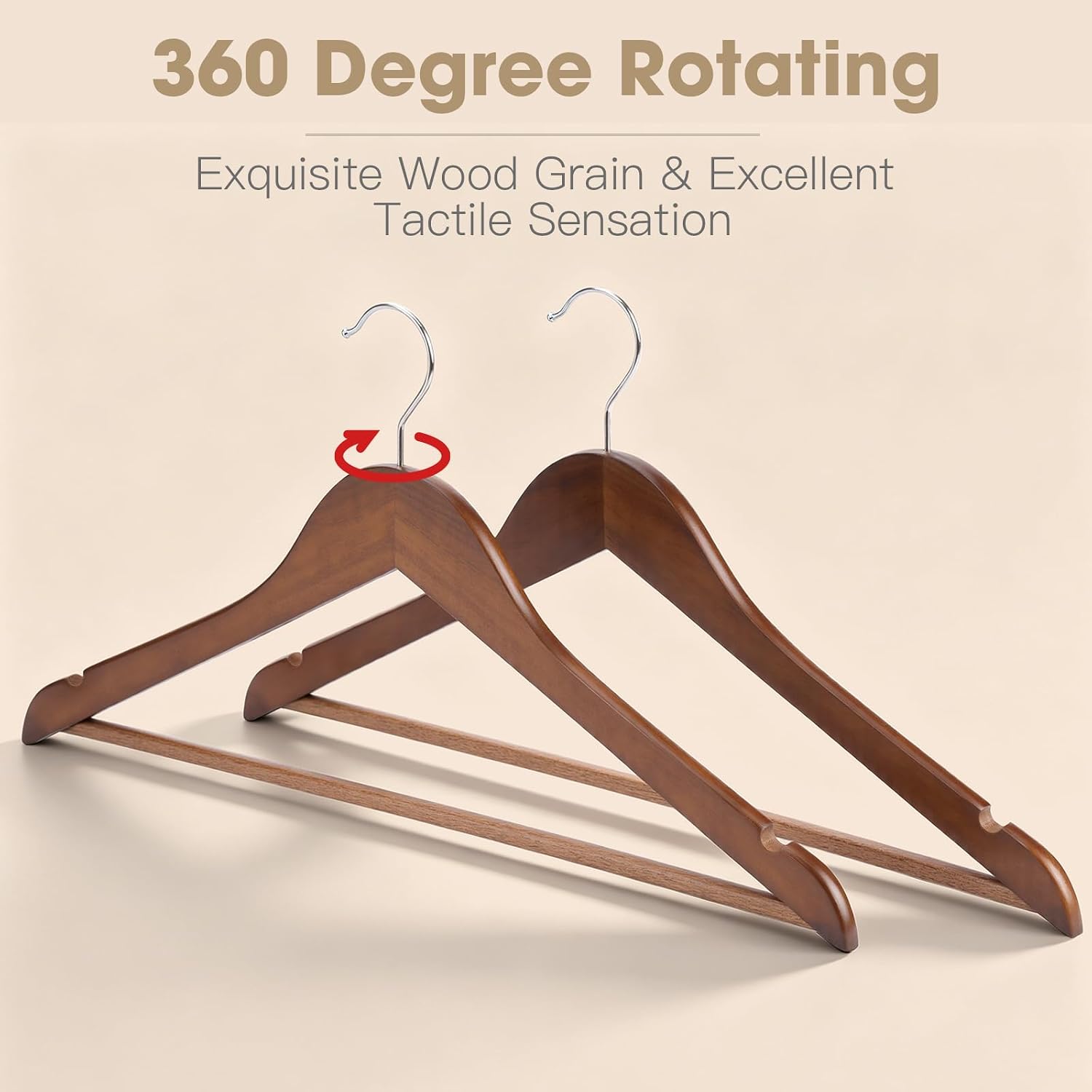 Wooden Hangers 30 Pack Solid Wood Hangers,Heavy Duty Coat Hangers for Closet, Wooden Clothes Hangers for Suits, Shirts, Pants, Jackets(Walnut)