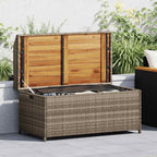 Outdoor Storage Bench with Gas Spring Lid, Patio Deck Box for Garden, 39.4 Inch Weather-Resistant Synthetic Rattan Seat for Backyard, 2-Person Capacity