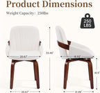 Swivel Dining Chairs Set of 4, Mid Century Modern Swivel Dining Chairs with Arms，Upholstered Kitchen & Dining Room Side Chairs with Solid Wood Legs for Living Room