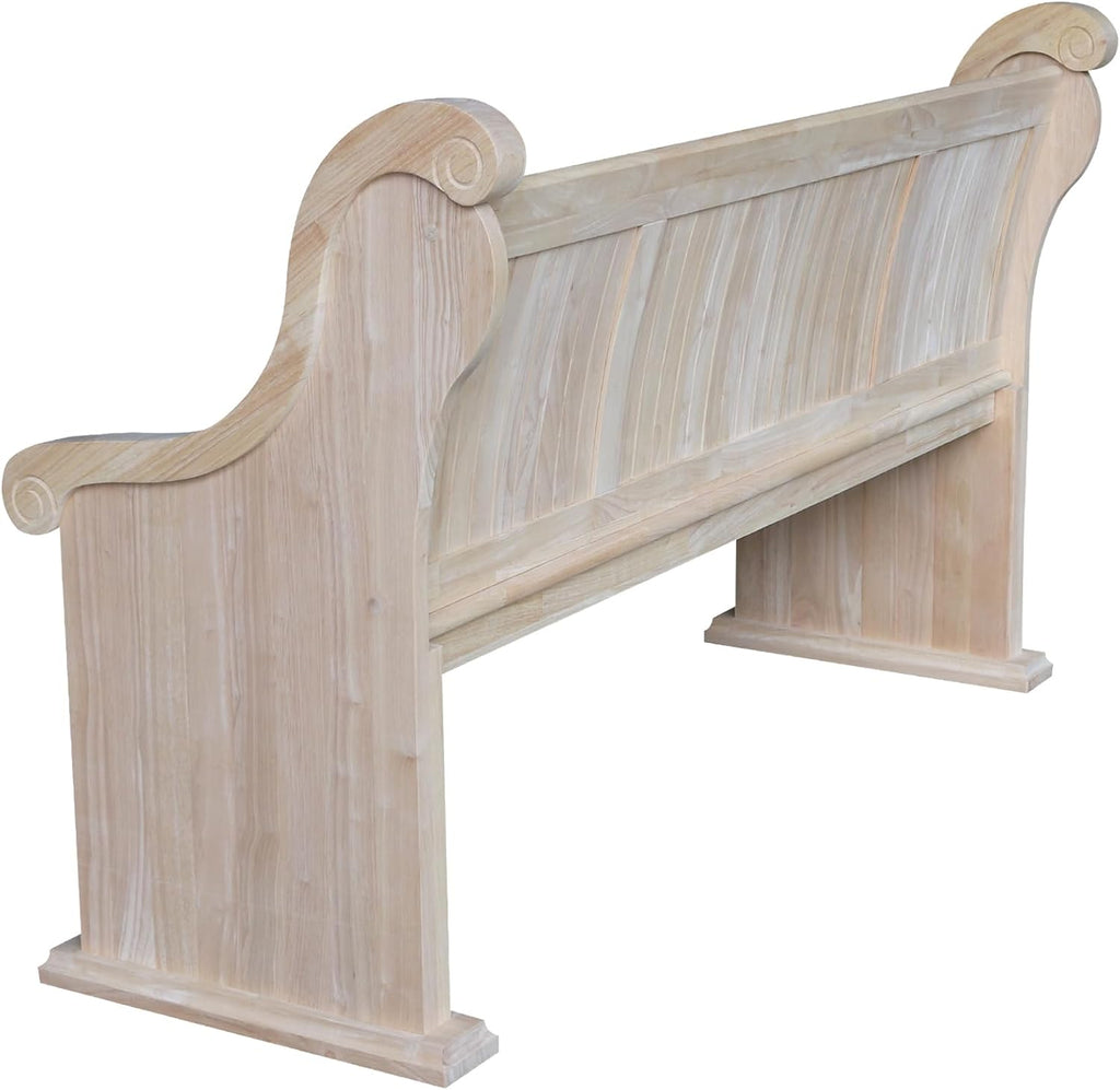 IC International Concepts, Sanctuary Bench, Solid Real Wood, Sturdy Parawood, Entryway/Dining/Living, Spacious Dimensions 58" W x 17.7" D x 18" H, 450 LBS Capacity, Paint/Stain Ready, Unfinished