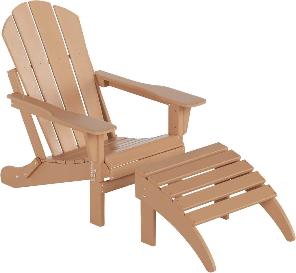 WO Home Furniture Adirondack Ottoman Outdoor Patio Footrest 13.5" Inch Folding Footstool for Outdoor Adirondack Chair (Teak)