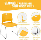 Waiting Room Pack of 4 Plastic Chairs for Office Guest & Reception, Stacking for Meeting Room, Office Lobby, Yellow