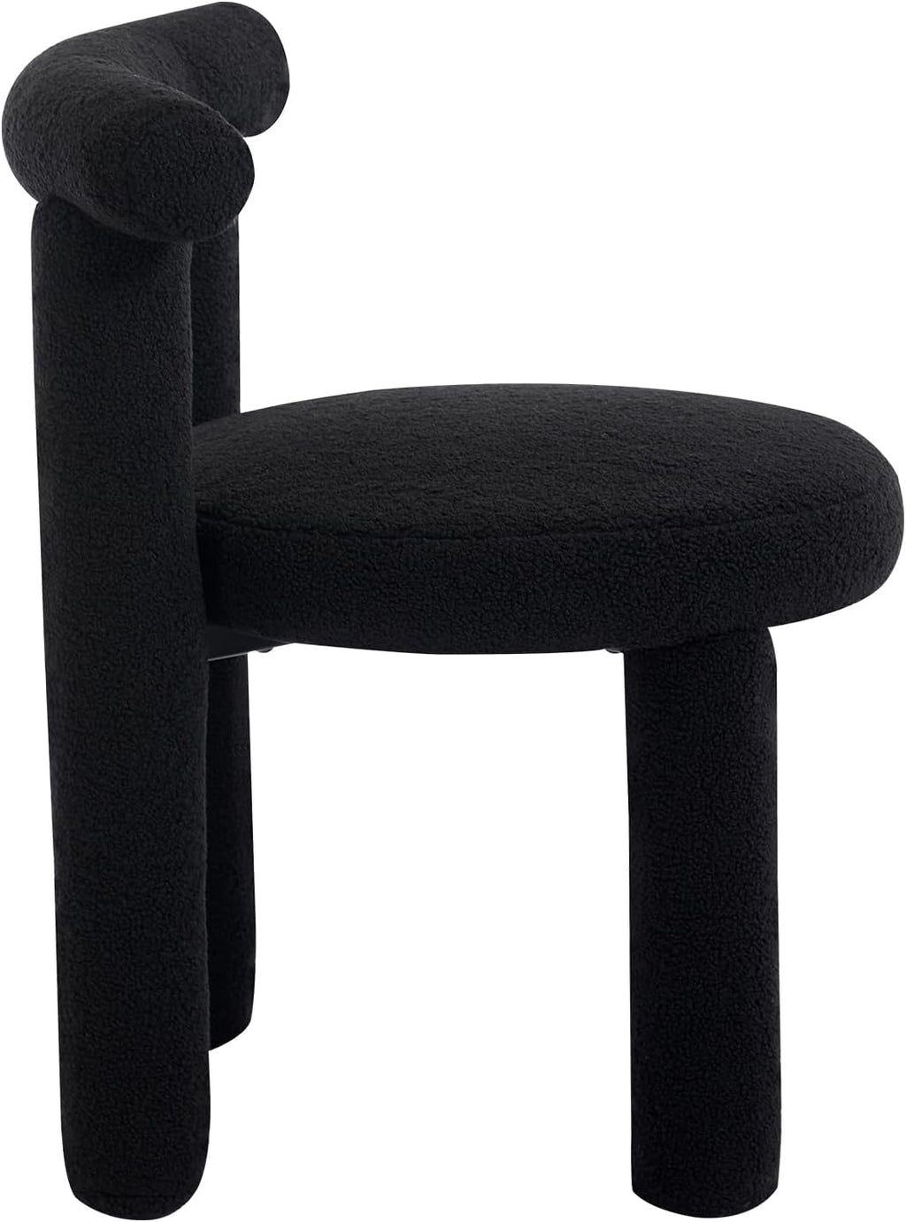 Black Sherpa Dining Chairs Set of 2, Armless Upholstered Boucle Kitchen Chairs with Backs Comfy Accent Side Chair for Living Room, Dining Room, Reception
