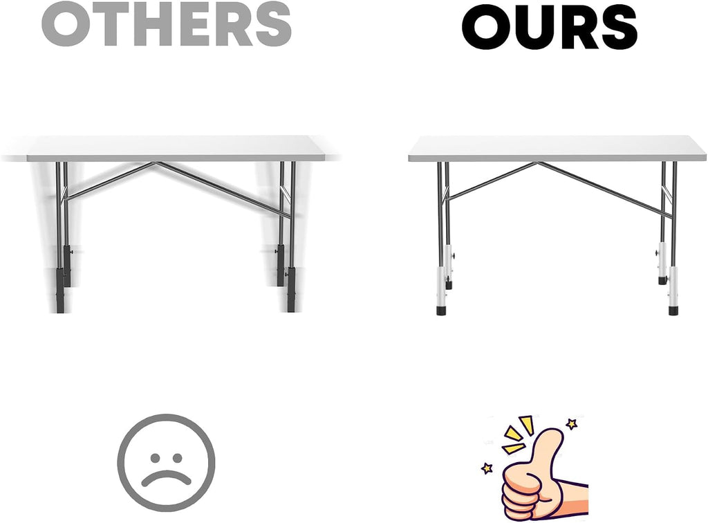 Table Leg Extenders White, Highly Durable Steel Folding Table Leg Risers, Table Leg Extensions Fits Straight & Bent Legs Table Height Extender for Rise Card Table 3.6/5.2 Inch Wobble-Free