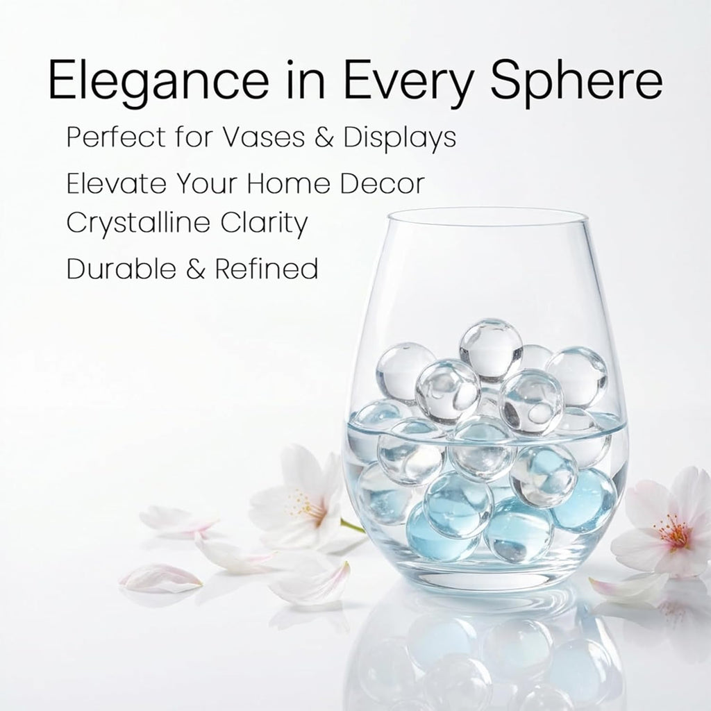 Sukh 190 Pcs Clear Marbles for Vase Filler - Small Round Glass Beads 0.39In Transparent Glass Marbles for Vases,Aquariums,Home Decoration,Games,1LB