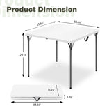 34" Square Folding Table for 4 Person, 330lbs Weight Capacity Foldable Table with HDPE Tabletop & Heavy-Duty Steel Legs, Large Portable Picnic Table for Indoor Outdoor Parties, Camping, White