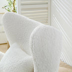 Oversized Modern Boucle Accent Chair with Ottomans, Furry Sherpa Elegant Single Sofa, Wingback Chair Living Room Chairs Comfy Upholstered Armchair for Bedroom Office Apartment Balcony,Cream White
