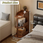 Solid Wood Side Tables Multi-Layer Storage Rack Bedside Table End Table Bookshelf for Living Room Office Lightweight(24cm)