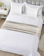 Beige Grey Bed Runner Scarf Cal King Size,Abstract Mottled Art Retro Modern Painting Luxury Bed Throw Runners & Scarves for Twin Full Queen King Foot Bedroom Hotel Wedding Room Decoration,102"x20"
