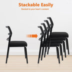 CLATINA Stacking Armless Office Chair with Adjustable Backrest, Stackable Mesh Guest Reception Desk Chairs with Ergonomic Lumbar Support for Conference Waiting Room Lobby Side School, Black, 12 Pack