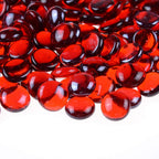 KINGOU Flat Glass Gems/Marbles/Stones/Beads for Vase Filler, Table Scatter, Games - 1 Lbs (17-19mm, Approx. 3/4")-Red