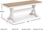 Signature Design by Ashley Westlinport Farmhouse 48" Dining Bench with Antiqued Finish, Antique White
