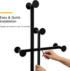 JIAYUEJU Heavy Duty Coat Rack Freestanding, Metal Coat Rack Stand with Marble Base, Corner Coat Tree for Entryway, Hallway, Bedroom, Office, Hotel (Black)