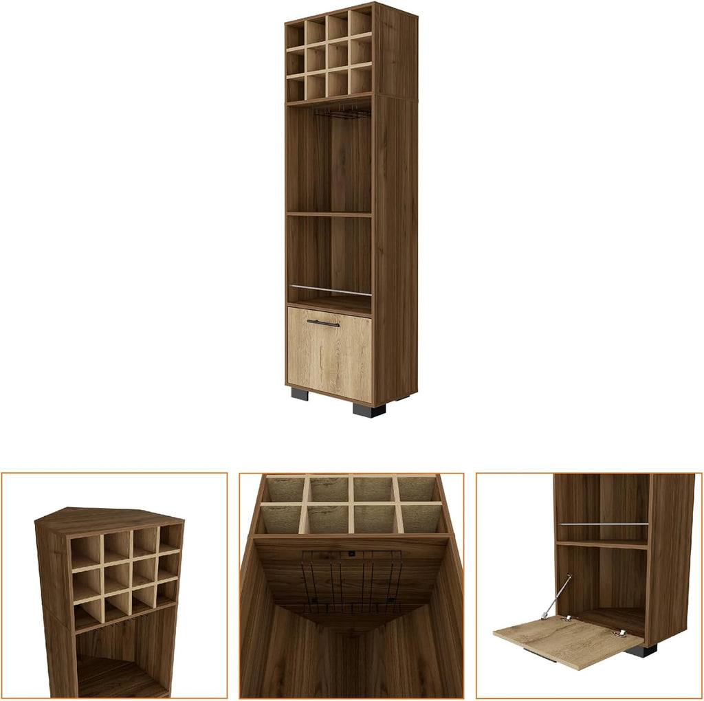 Corner Wine Cabinet Storage Locker, Tall Pantry Sideboard witn 2-Shelf and 1-Drawer,for Kitchen Home