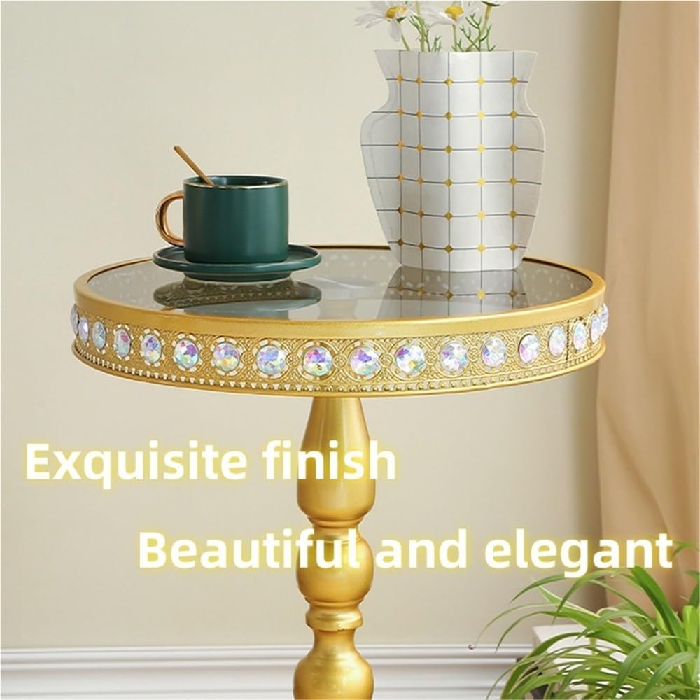 Black Round Side Table, Modern Metal Pedestal Drink Table, Metal Small End Table, Vintage Coffee Drink Cocktail Table, Accent Table for Small Spaces, Creative Nightstand(Black)