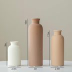Modern Ceramic Vase Set, Earth Tone Natural Color Ribbed Matte Design, 3-Piece Decorative Vases for Home, Living Room, Office (Coffee Mix)