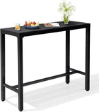 Crestlive Products Outdoor Bar Table, 43'' Rectangle Patio Counter Height Table High Pub Table with Waterproof Top and Sturdy Metal Frame for Balcony, Bistro, Garden, Backyard, Hot Tub(Black)