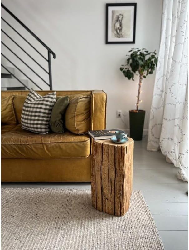 Stump Side Table, Side Tables Living Room, End Tables Living Room, Small Coffee Tables, Small End Desk, Nightstand, Handmade Wood Furniture for Decoration Bedroom Sitting Room Cafe