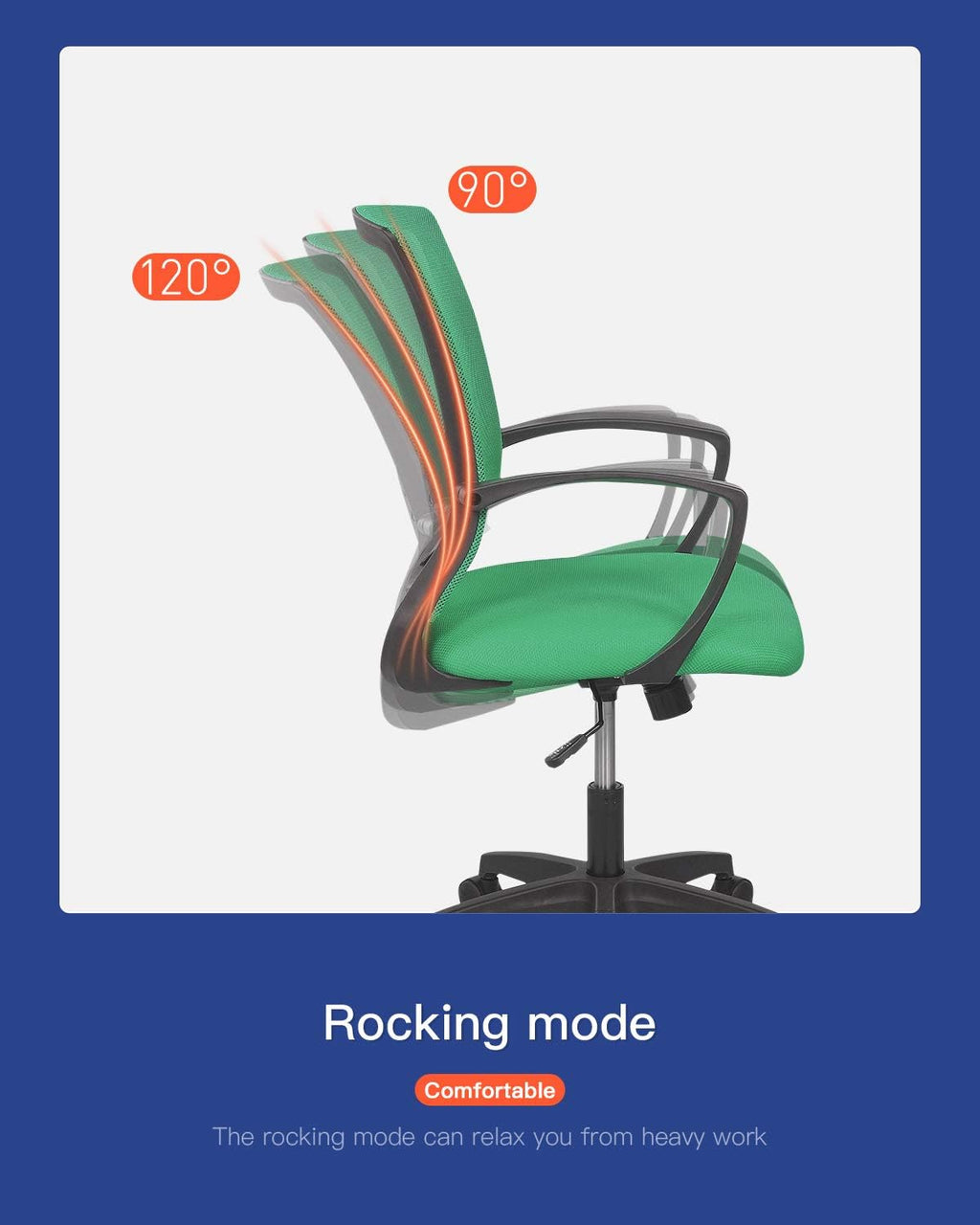 Home Office Chair Computer Ergonomic Chair Mesh Mid Back with Wheels Lumbar Support Armrest and Adjustable Executive for Men&Women (Green)