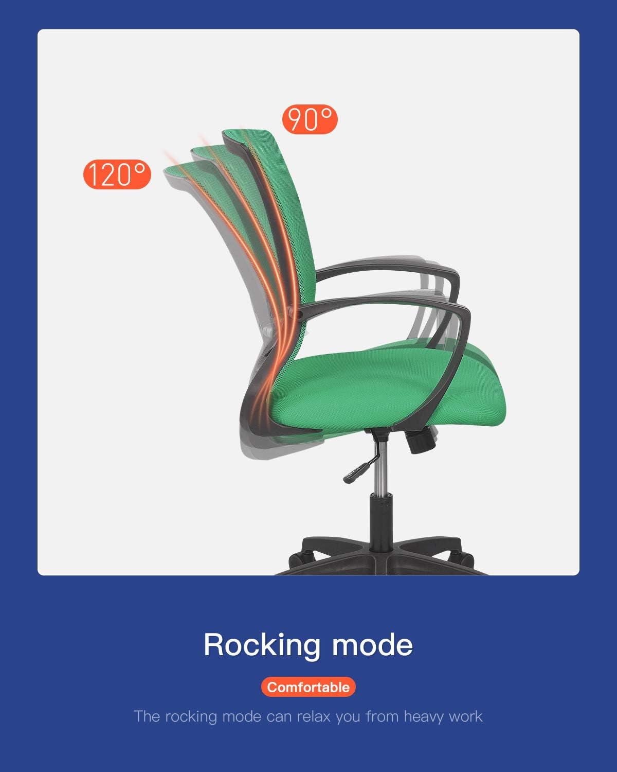 Home Office Chair Computer Ergonomic Chair Mesh Mid Back with Wheels Lumbar Support Armrest and Adjustable Executive for Men&Women (Green)
