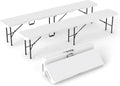 Real Relax 6 feet Plastic Folding Bench with Carrying Handle & Lock,Portable in/Outdoor Picnic Party Camping Dining Seat, Garden Soccer Multipurpose Entertaining Activities,Waterproof, 2 Pack, White