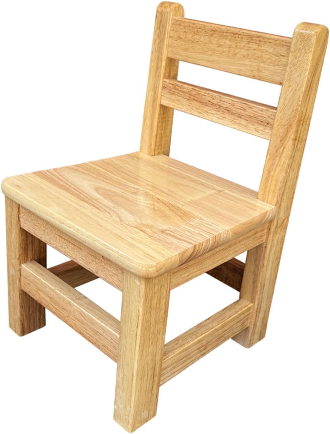 Kids Wooden Chair with Sturdy Backrest Foot Stool Ottoman Ladderback Design Fully Assembled Suitable for Outdoor Home Playroom, Sitting Height 25cm