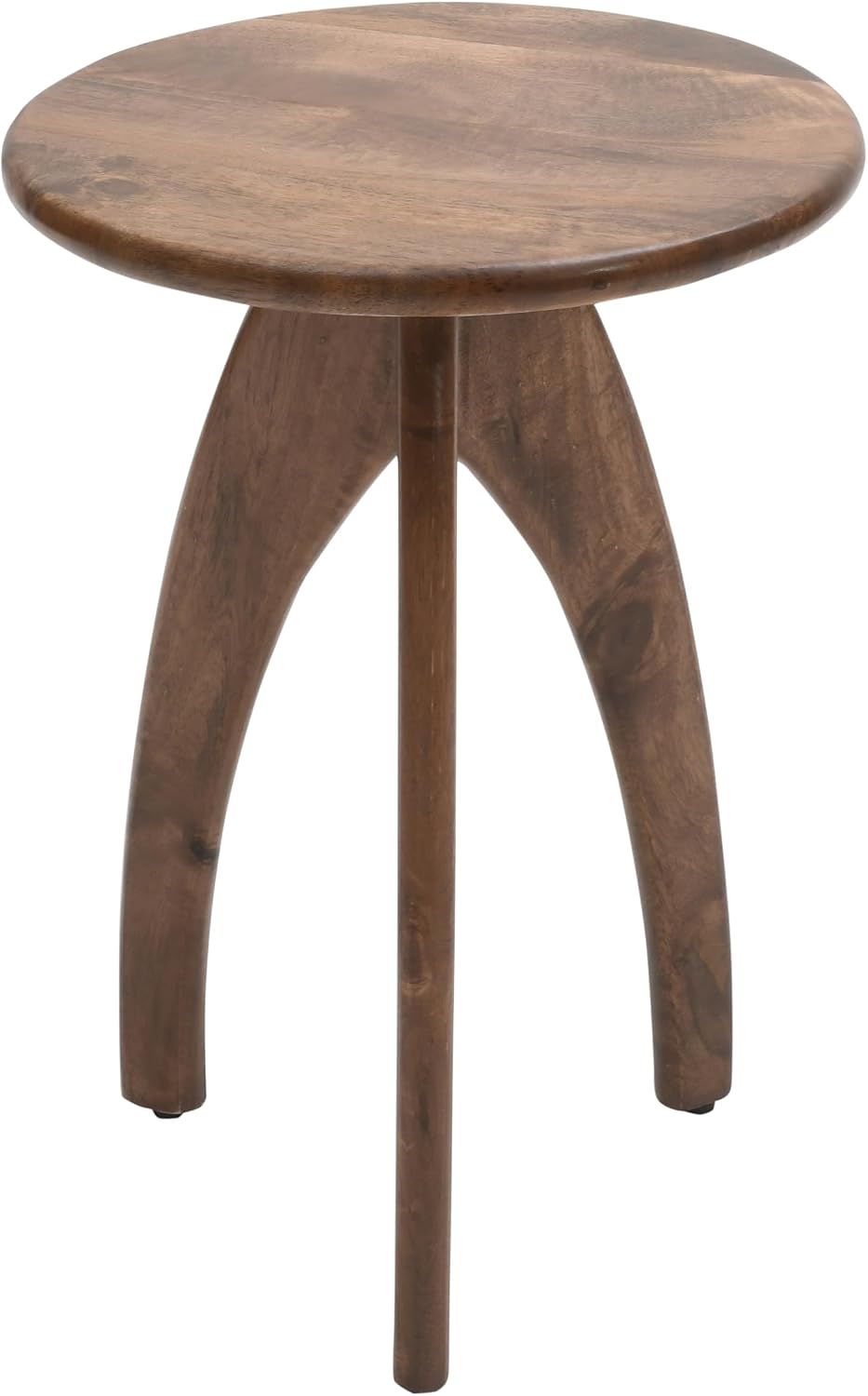 Jofran Aero Round Mid-Century Modern Solid Wood Accent End Table, Side Table for Living Room Bedroom, Small Nightstand, Chestnut