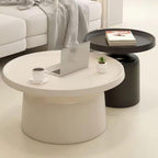 Multicolor Round Coffee Table for Living Room Sofa Side Table and Balcony Accent Curved Edge Design Bottom Shelf Multi Scenario Use(Gray,70x40x45cm)