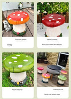 Small Mushroom Shape Ottoman, Outdoor Garden Resin Decorative Mushroom Stool, Red