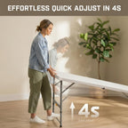 4FT Folding Table with One Press Adjustable Height,Fold in Half Portable Card Table with Carry Handle&Locking Steel Legs,Heavy Duty Plastic Utility Table for Party,Picnic,Camping Indoor Outdoor,White