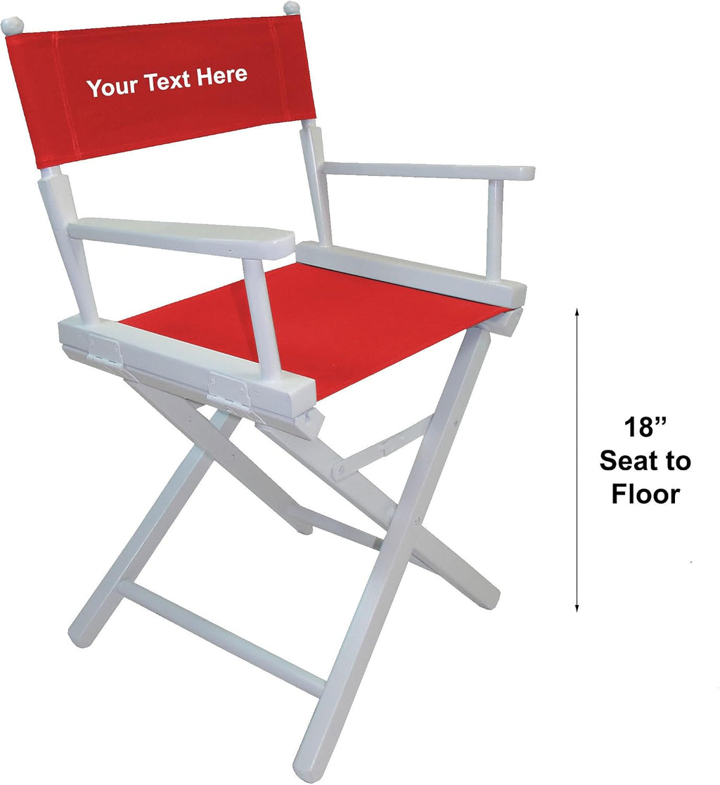 TLT Personalized Imprinted Contemporary 18 Inch Table Height White Frame Director's Chair - Red